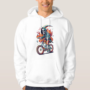 Grim Reaper On Flaming Motorcycle Bike Hoodie