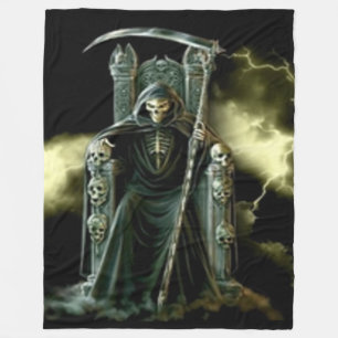 GRIM REAPER on HIS THRONE Fleece Blanket
