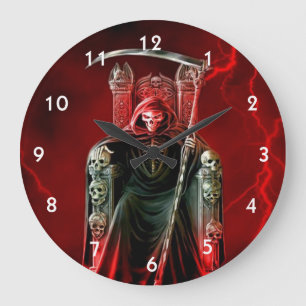 Grim Reaper On His Throne Large Clock