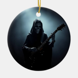 Grim reaper on stage with guitar ceramic ornament