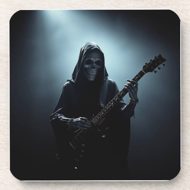 Grim reaper on stage with guitar coaster (Front)