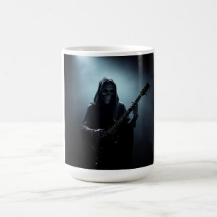 Grim reaper on stage with guitar coffee mug