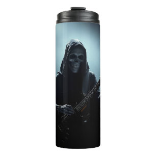 Grim reaper on stage with guitar thermal tumbler