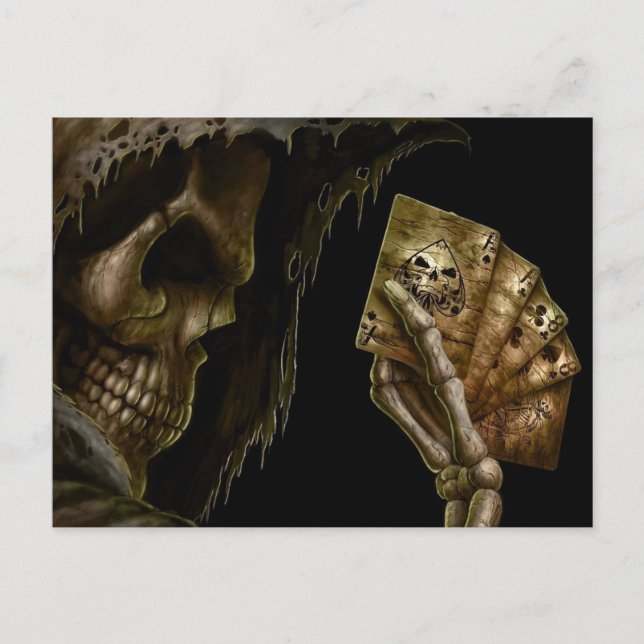 Grim Reaper Plays Cards With Winning Hand (Front)