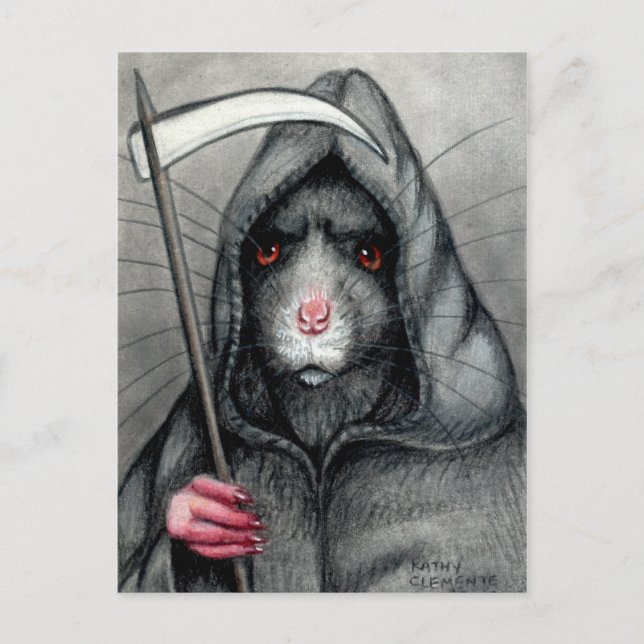 Grim Reaper Rat Postcard (Front)