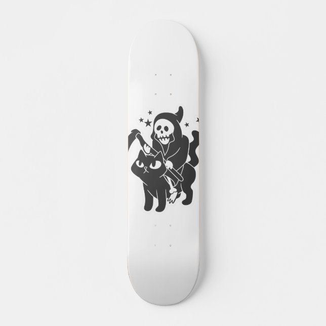 Grim reaper riding a cat - Choose background color Skateboard (Front)