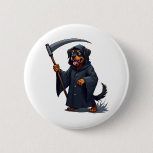 Grim Reaper Rottweiler Dog 6 Cm Round Badge
