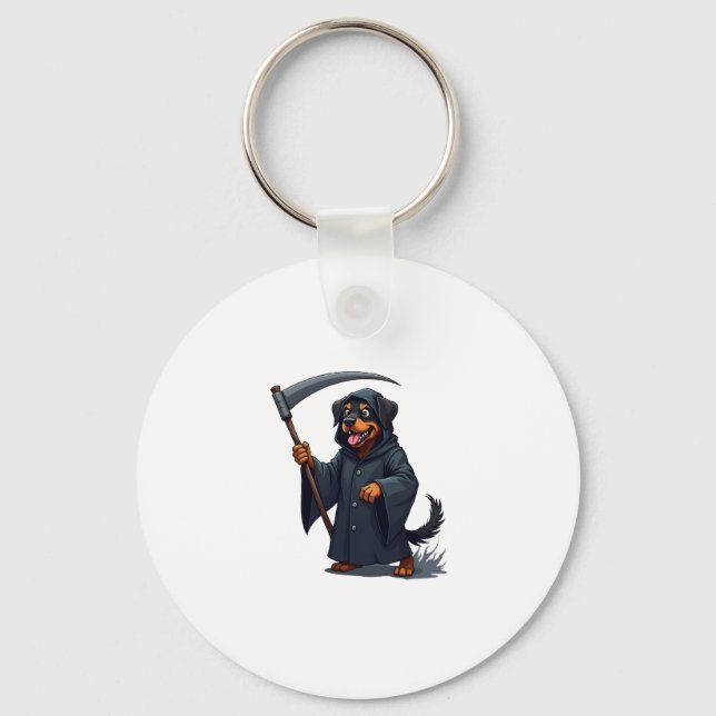 Grim Reaper Rottweiler Dog Key Ring (Front)