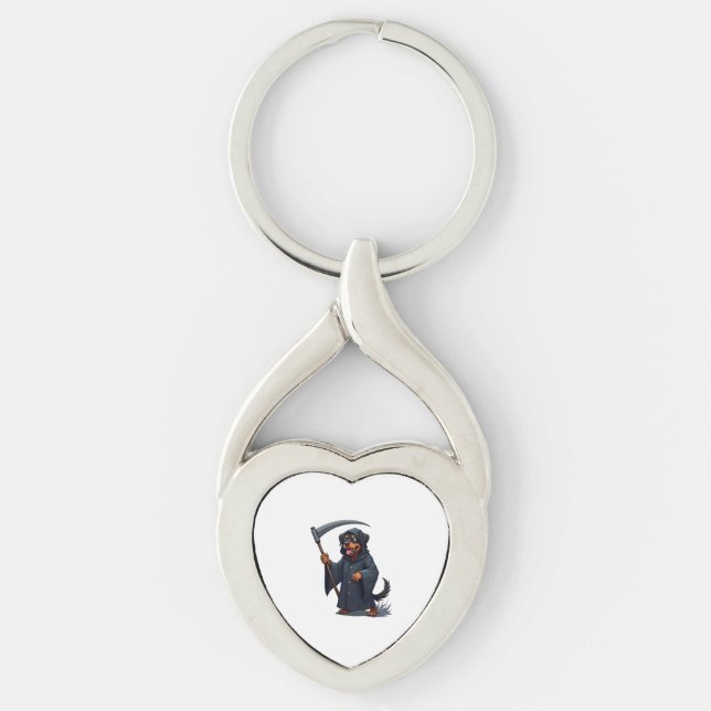 Grim Reaper Rottweiler Dog Key Ring (Front)