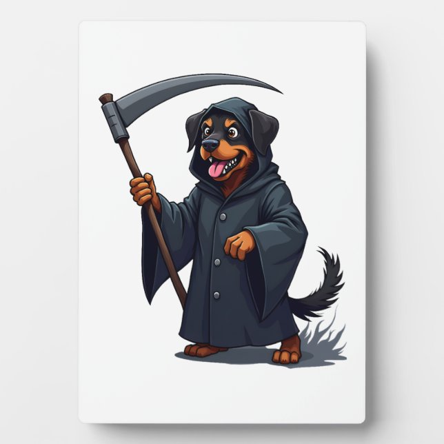 Grim Reaper Rottweiler Dog Plaque (Front)