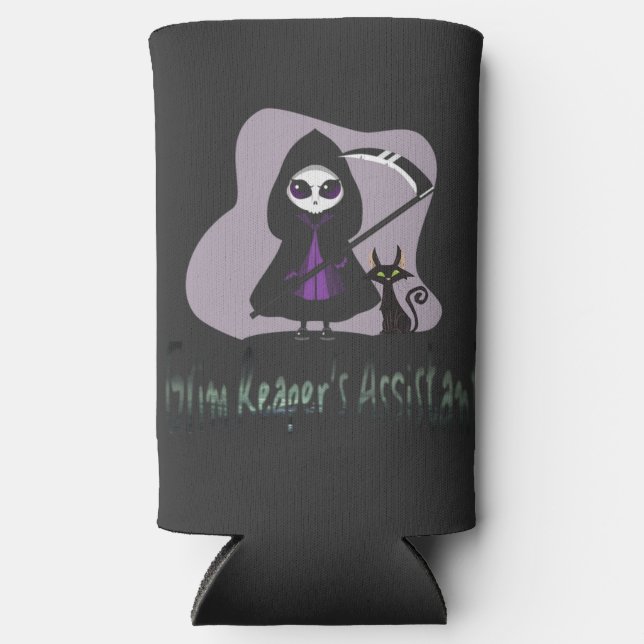 Grim Reaper’s Assistant cute grim reaper Seltzer Can Cooler (Front)