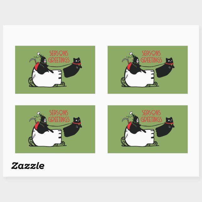 Grim Reaper Santa Seasons Greetings Rectangular Sticker (Sheet)