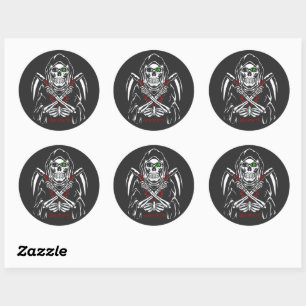 Grim Reaper Scythe Death Skeleton Bones Halloween  Classic Round Sticker