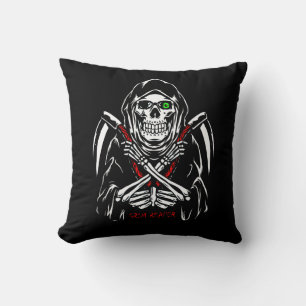 Grim Reaper Scythe Death Skeleton Bones Halloween  Cushion