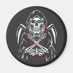 Grim Reaper Scythe Death Skeleton Bones Halloween Magnet