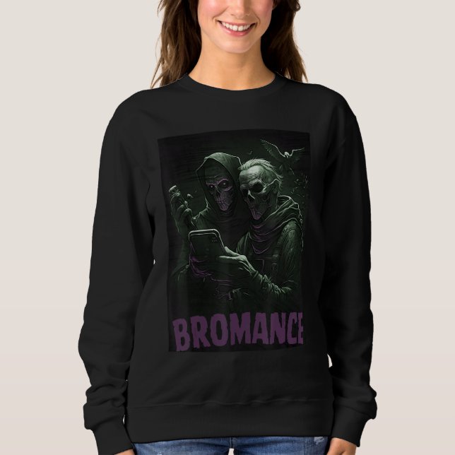 Grim Reaper Selfie BRO Cool Pop Graphic Art Sweatshirt (Front)