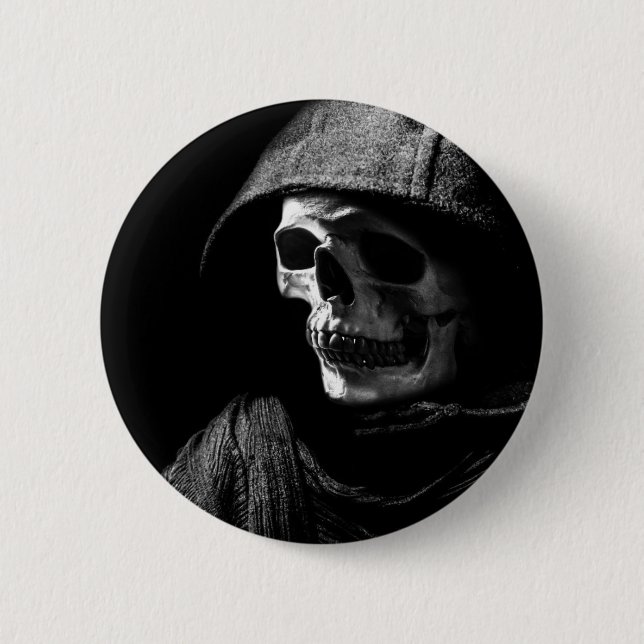 Grim Reaper Skull 6 Cm Round Badge (Front)