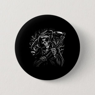 Grim Reaper Skull Death Scythe Dead Gothic Horror 6 Cm Round Badge