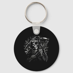 Grim Reaper Skull Death Scythe Dead Gothic Horror Key Ring