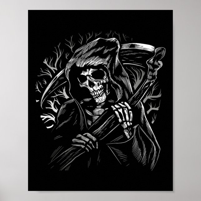 Grim Reaper Skull Death Scythe Dead Gothic Horror  Poster (Front)