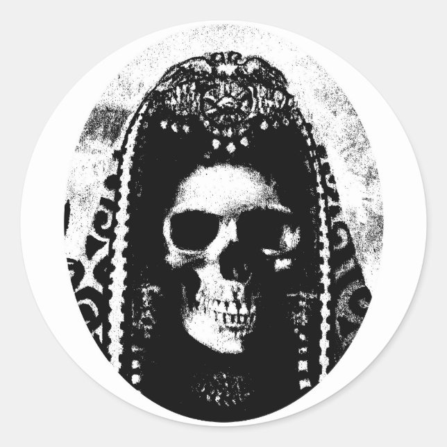 Grim Reaper Skull Design Classic Round Sticker (Front)