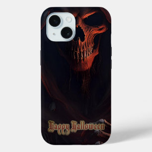 Grim Reaper Skull Halloween Spooky Art iPhone 15 Case