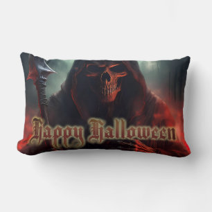 Grim Reaper Skull Halloween Spooky Art Lumbar Cushion