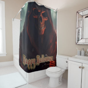Grim Reaper Skull Halloween Spooky Art Shower Curtain