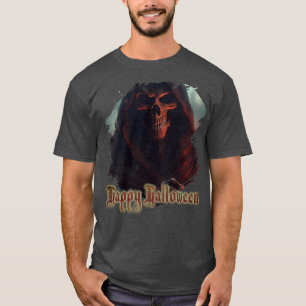 Grim Reaper Skull Halloween Spooky Art T-Shirt