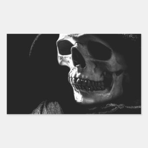 Grim Reaper Skull Rectangular Sticker
