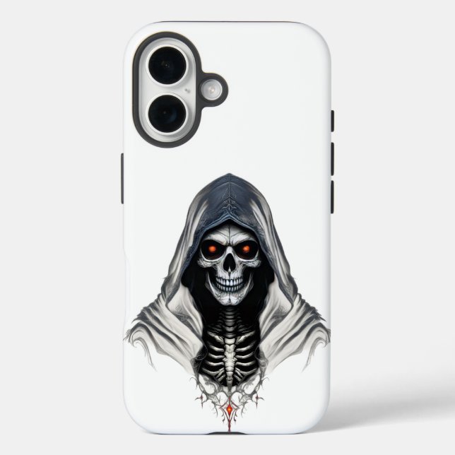 Grim Reaper Skull Tough Phone Case for iPhone 16 (Back)