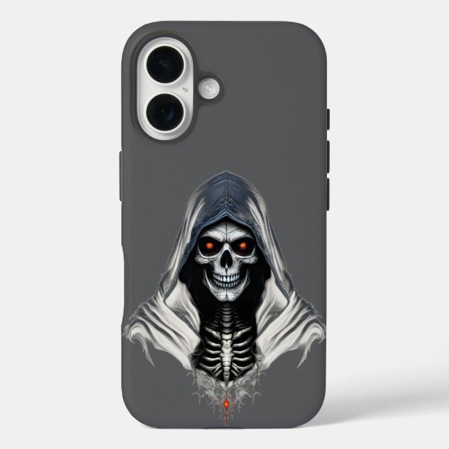 Grim Reaper Skull Tough Phone Case for iPhone 16 (Back)