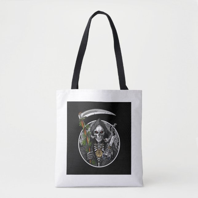 Grim Reaper Smoking Weed Tote Bag (Front)
