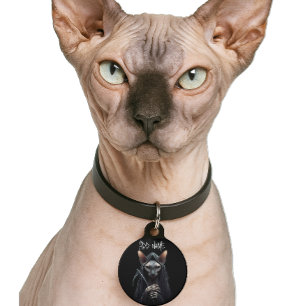Grim Reaper Sphynx Cat Personalised Pet Tag