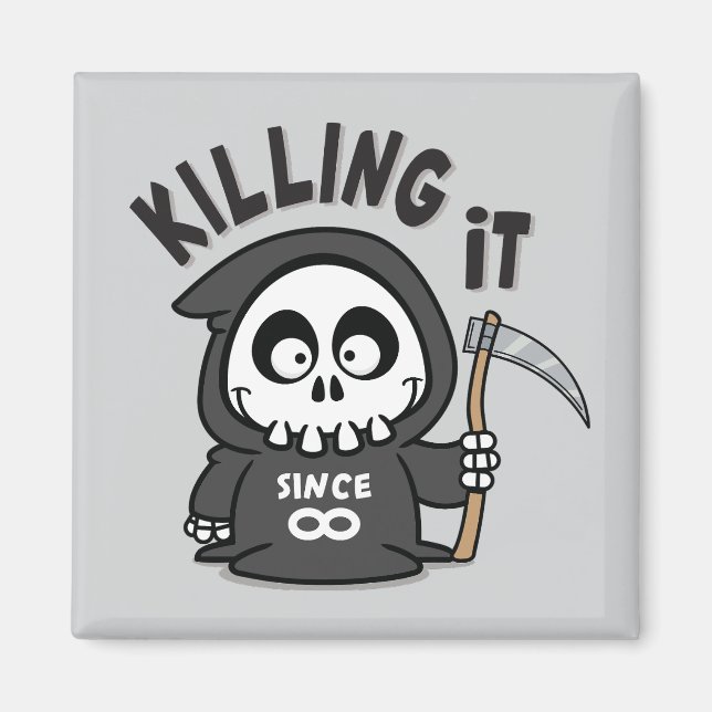 Grim Reaper Square Magnet (Front)