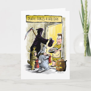 Grim Reaper Trick-or-Treating Halloween card