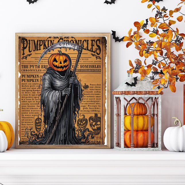 Grim Reaper Vintage Style Halloween Newspaper Poster (Creator Uploaded)