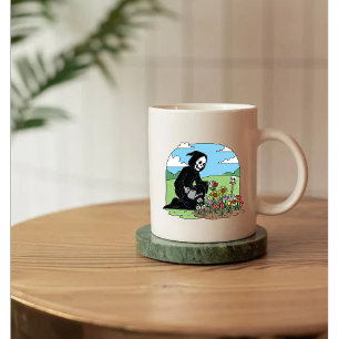 Grim Reaper watering flowers Mug
