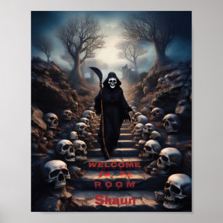 Grim Reaper Welcome To My Room Customisable Poster