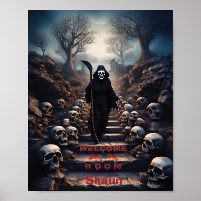 Grim Reaper Welcome To My Room Customisable  Poster (Front)