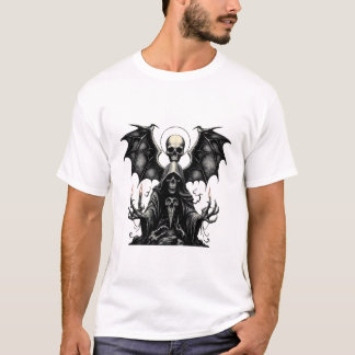 Grim Reaper with Bat Wings and Candles - Dark T-Shirt
