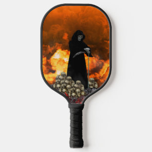 Grim Reaper with Flames and Skulls Pickleball Paddle