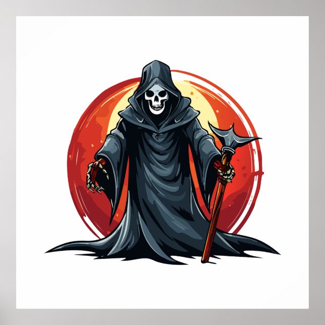 Grim Reaper with scythe death Poster (Front)