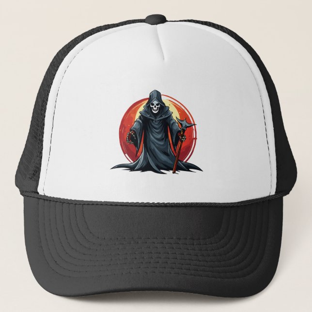 Grim Reaper with scythe death Trucker Hat (Front)