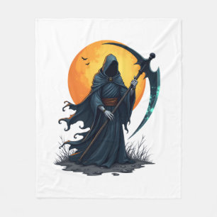 Grim Reaper with Scythe � Scary Halloween Shirt Fleece Blanket