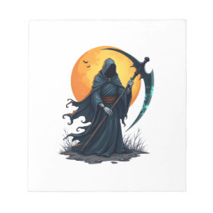 Grim Reaper with Scythe � Scary Halloween Shirt Notepad