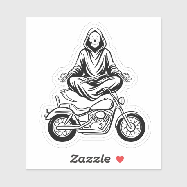 Grim Reaper Zen Decal — Meditating Biker Sticker (Sheet)