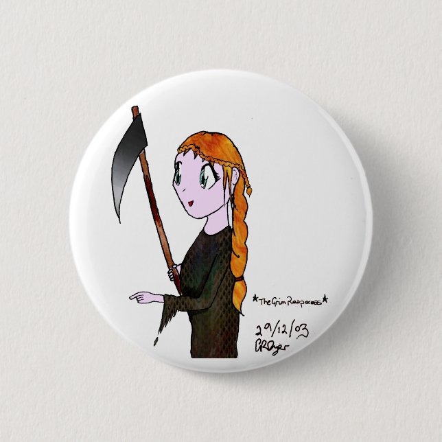Grim Reaperess 6 Cm Round Badge (Front)