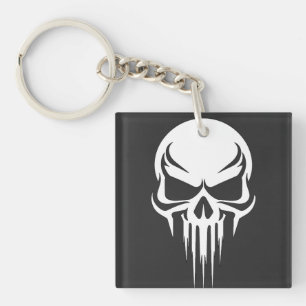 Grim Specter Dripping Skull Graphic Key Ring