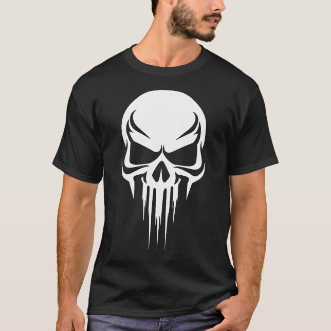 Grim Specter Dripping Skull Graphic T-Shirt (Front)